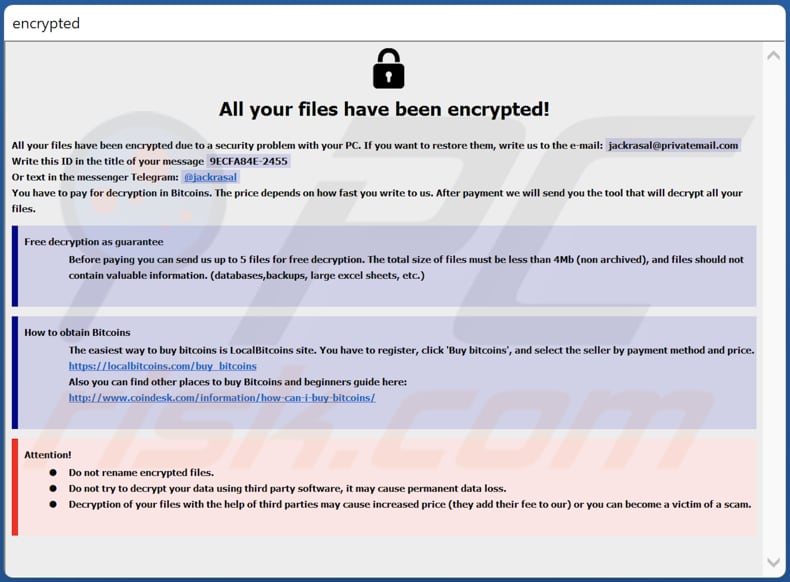 drik ransomware note de rançon info.hta pop-up