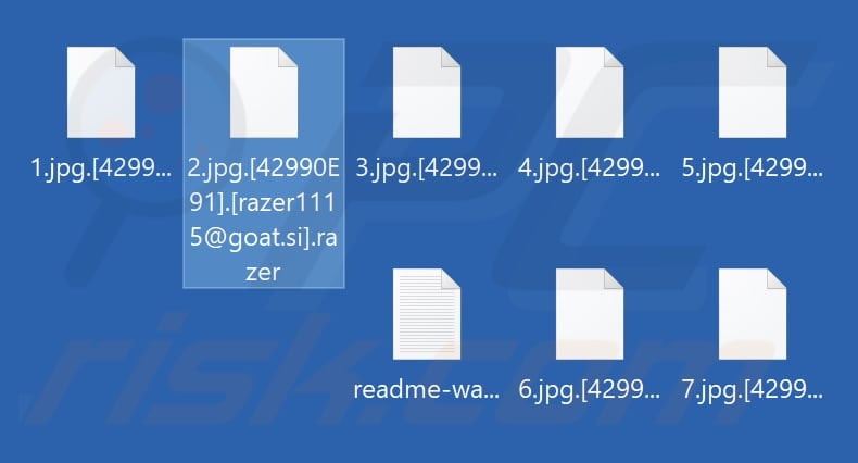 Fichiers chiffrés par Razer ransomware (extension .razer)