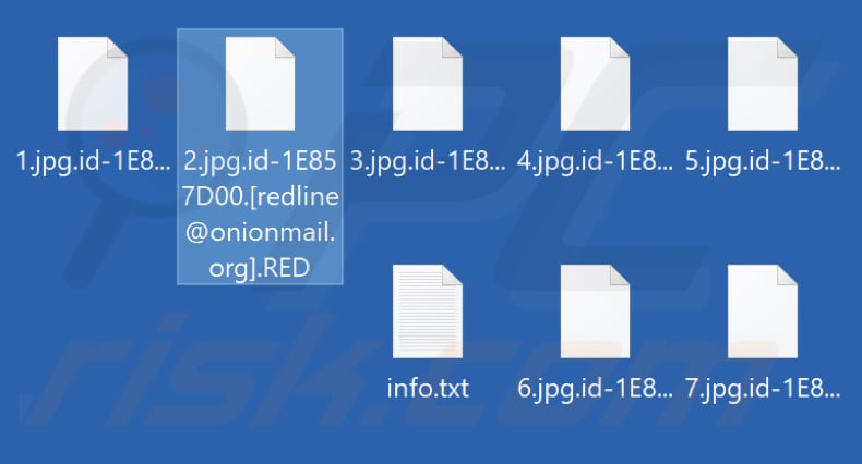 Fichiers cryptés par le ransomware RED (extension .RED)