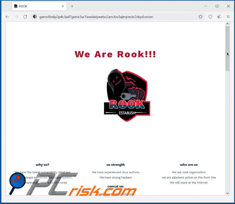 Site Web Tor du ransomware Rook (2021-12-03)