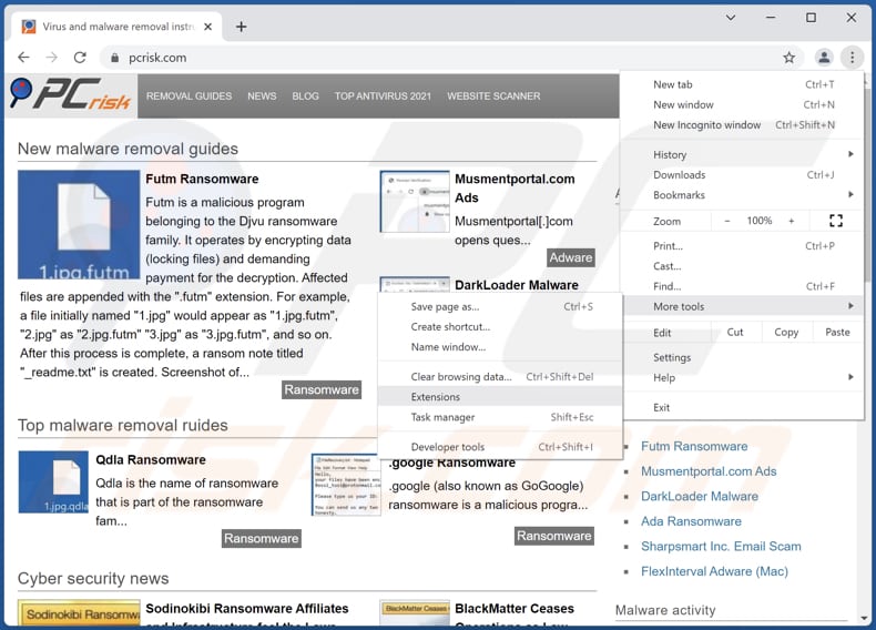 Suppression de la navigation sans publicité de Google Chrome étape 1