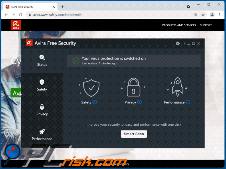 Apparition d'Avira Free Security - Votre PC est infecté par 5 virus !  arnaque pop-up