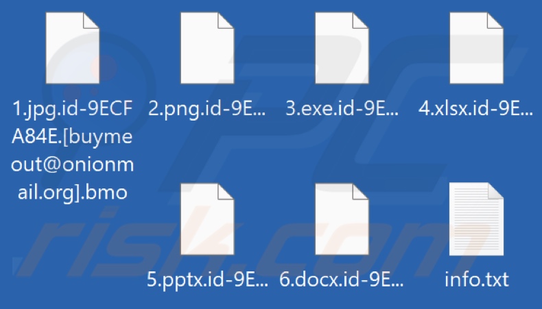 Fichiers cryptés par le ransomware Bmo (extension .bmo)