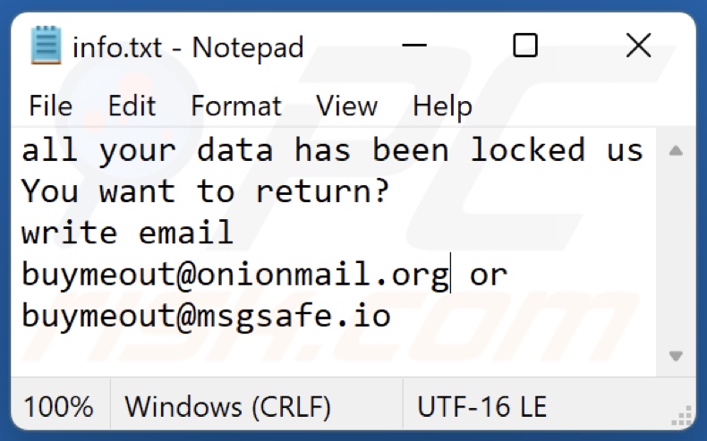 Fichier texte du ransomware Bmo (info.txt)