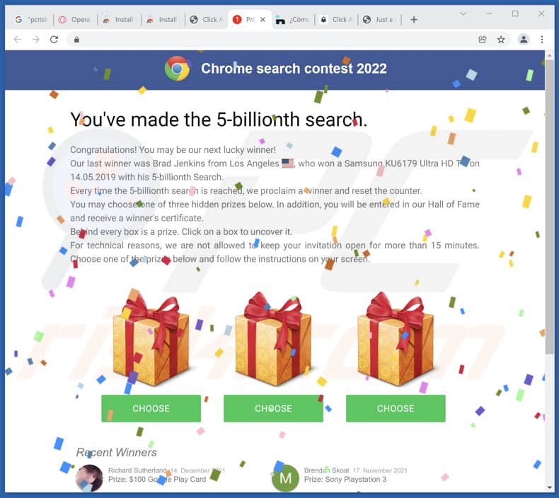 Escroquerie Chrome Search Contest 2022