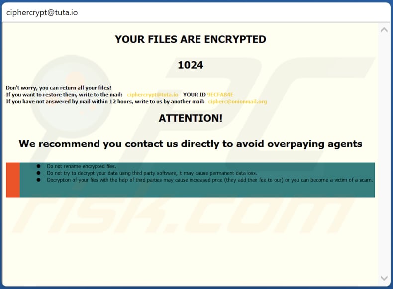 cip ransomware fenêtre pop-up note de rançon