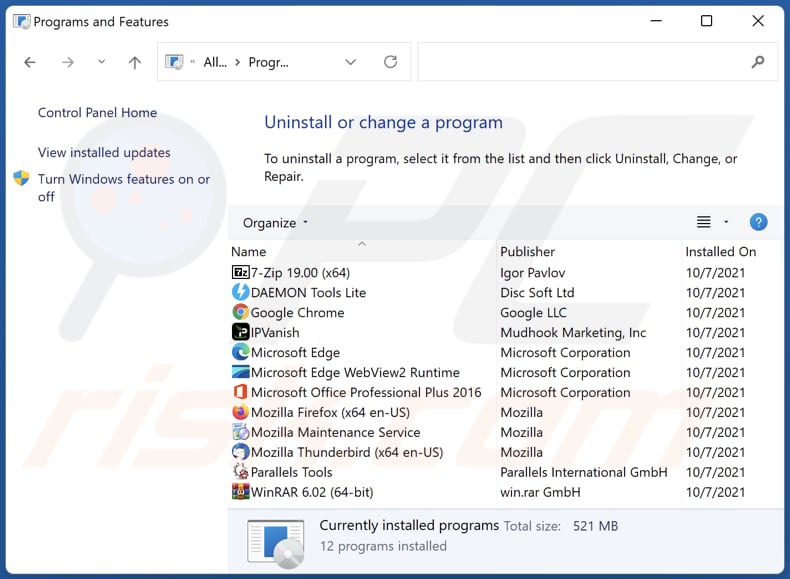 Désinstallation du logiciel publicitaire Esperanto Dictionary via le Panneau de configuration