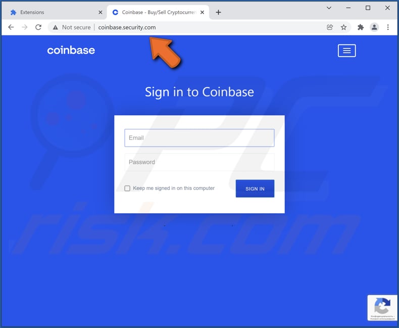 google app arnaque fausse page coinbase