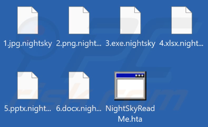 Fichiers cryptés par le ransomware Night Sky (extension .nightsky)
