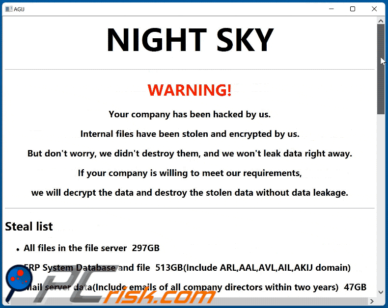 note de rançon de ransomware de ciel nocturne NightSkyReadMe.hta gif