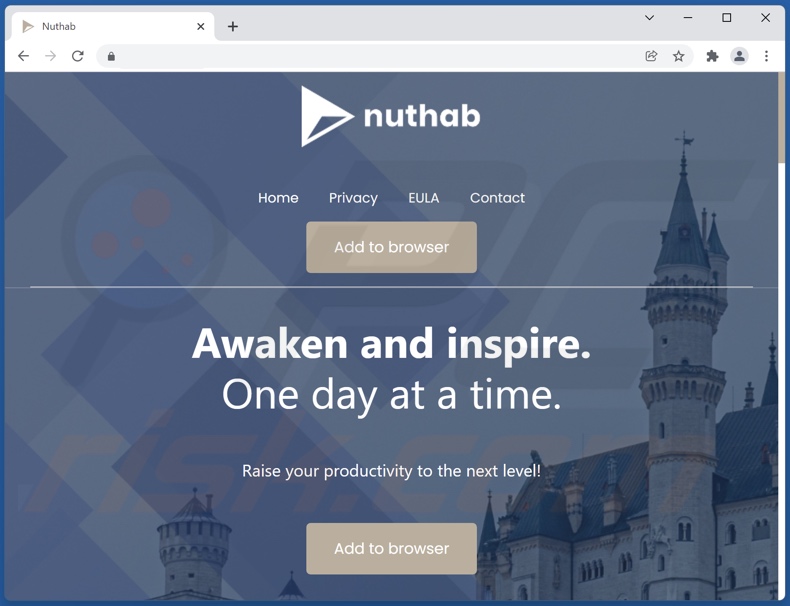 Site Web utilisé pour promouvoir le pirate de navigateur Nuhtab