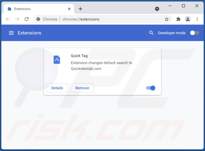 Suppression des extensions Google Chrome liées à quicknewtab.com