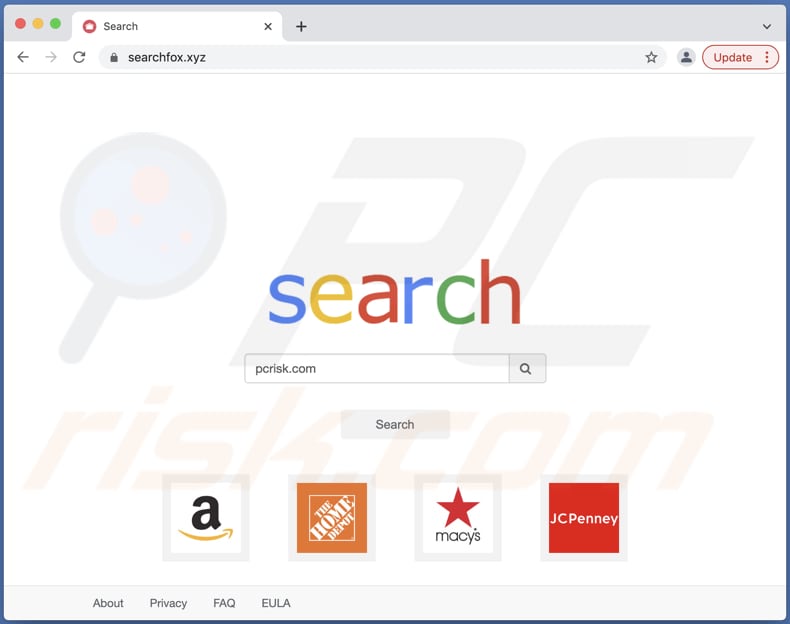 searchfox.xyz pirate de navigateur sur un ordinateur Mac