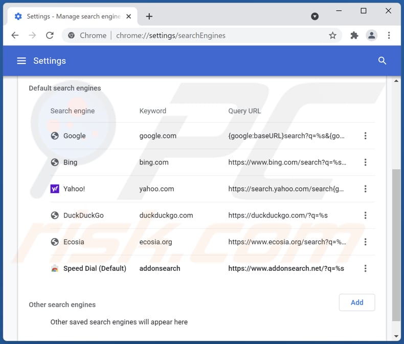 Suppression de addonsearch.net du moteur de recherche par défaut de Google Chrome