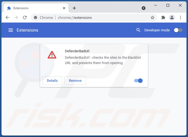 Suppression des publicités DefenderBadUrl de Google Chrome étape 2