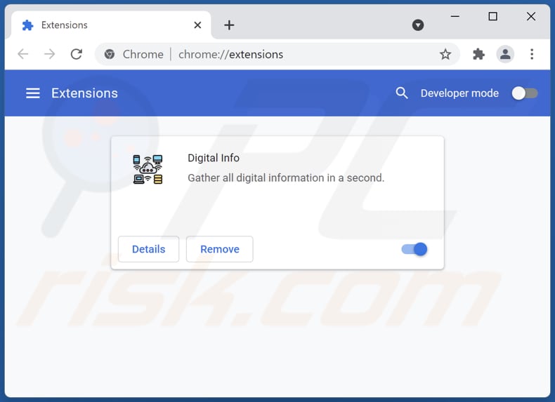 Suppression du logiciel publicitaire Digital Info de Google Chrome étape 2