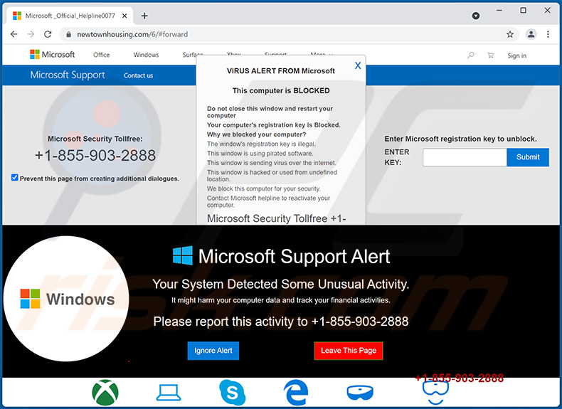 Escroquerie contextuelle Microsoft Support Alert (2022-02-10)