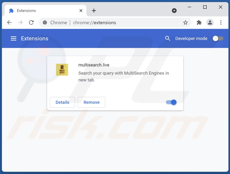 Suppression des extensions Google Chrome liées à search.multisearch.live