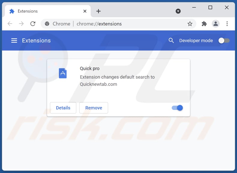 Suppression des extensions Google Chrome liées à quicknewtab.com