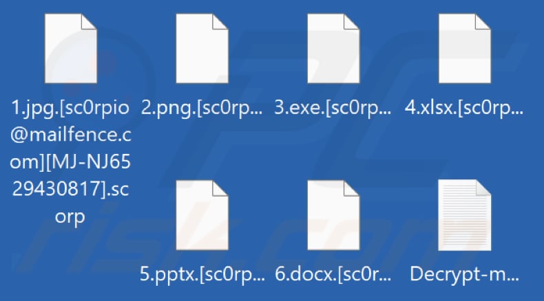 Fichiers cryptés par le rançongiciel Scorp (extension .scorp)