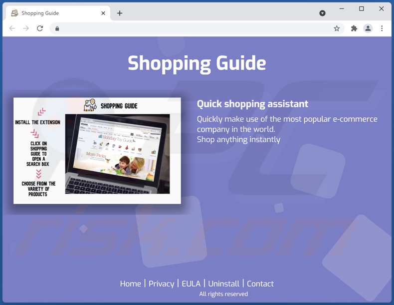 Site faisant la promotion du logiciel de publicité Shopping Guide