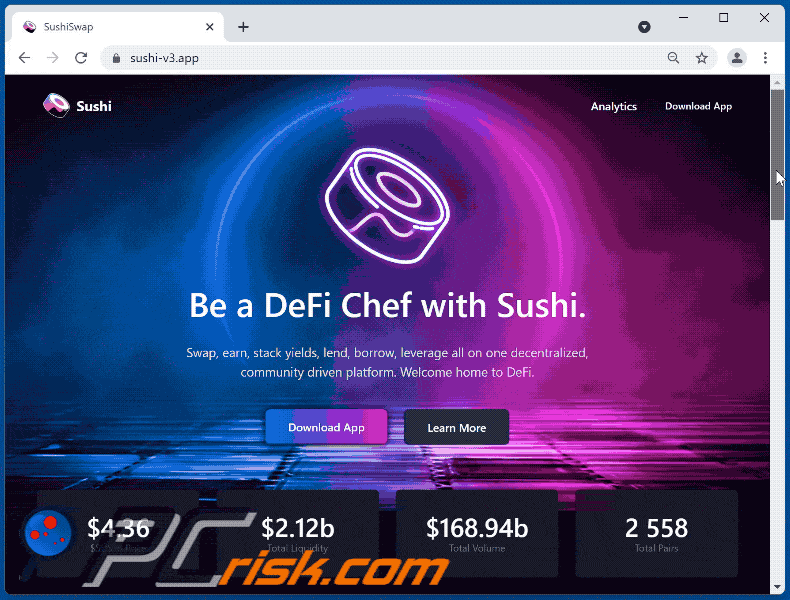 Apparition du site Web d'escroquerie SushiSwap