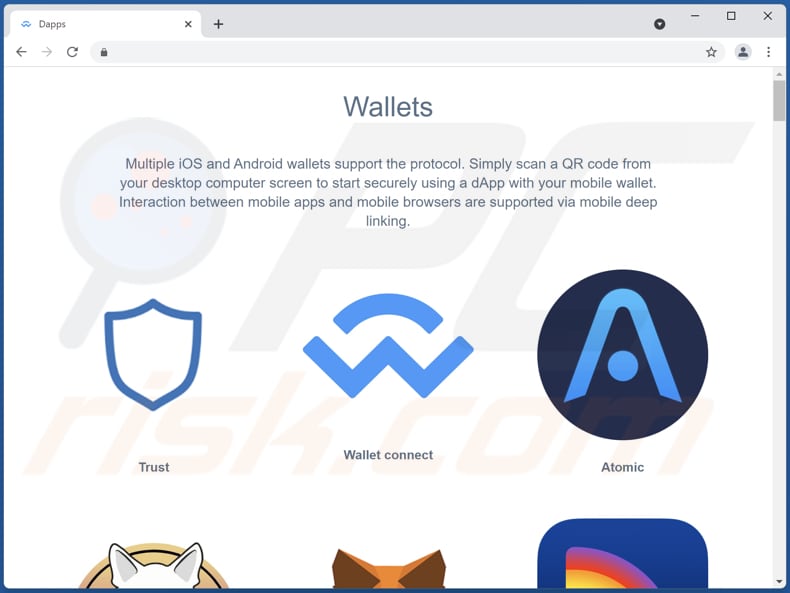 walletconnect pop-up escroquerie autre page de phishing