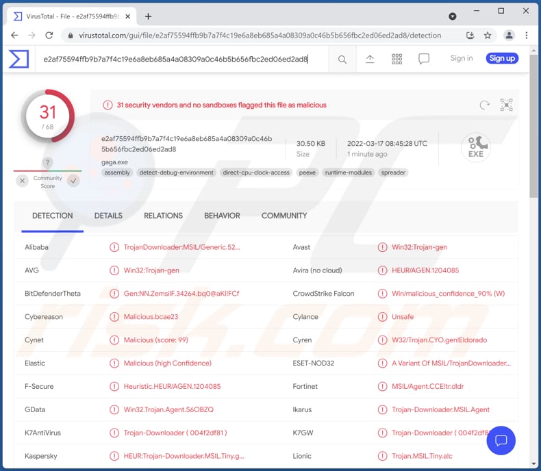 MSIL/TrojanDownloader.Agent malware