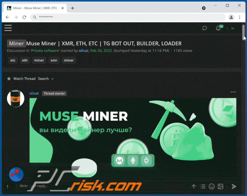 muse miner promu dans le forum des hackers