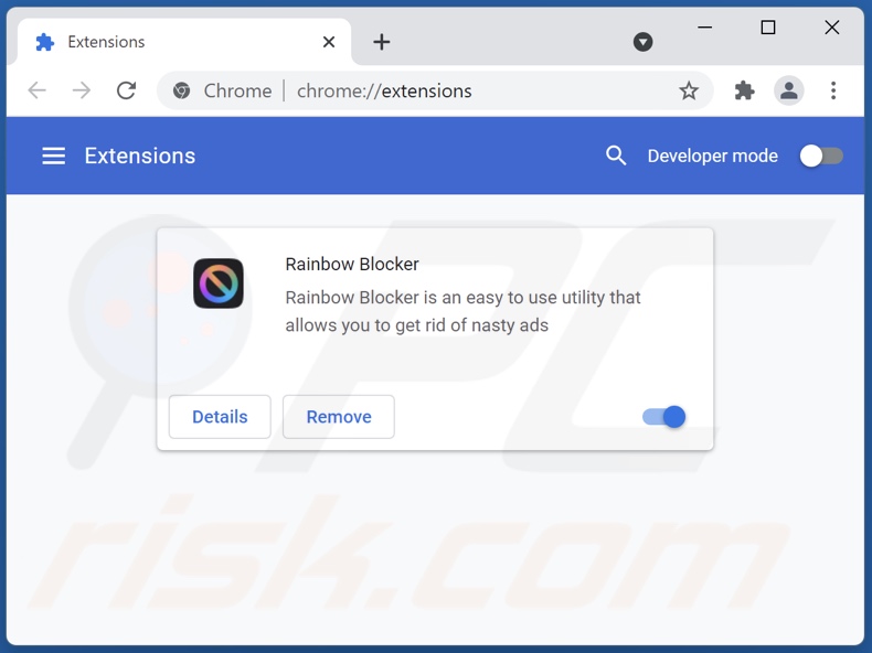 Suppression des publicités Rainbow Blocker de Google Chrome étape 2