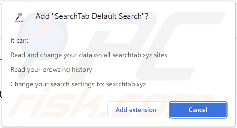 notification du navigateur du pirate de navigateur de recherche par défaut searchtab