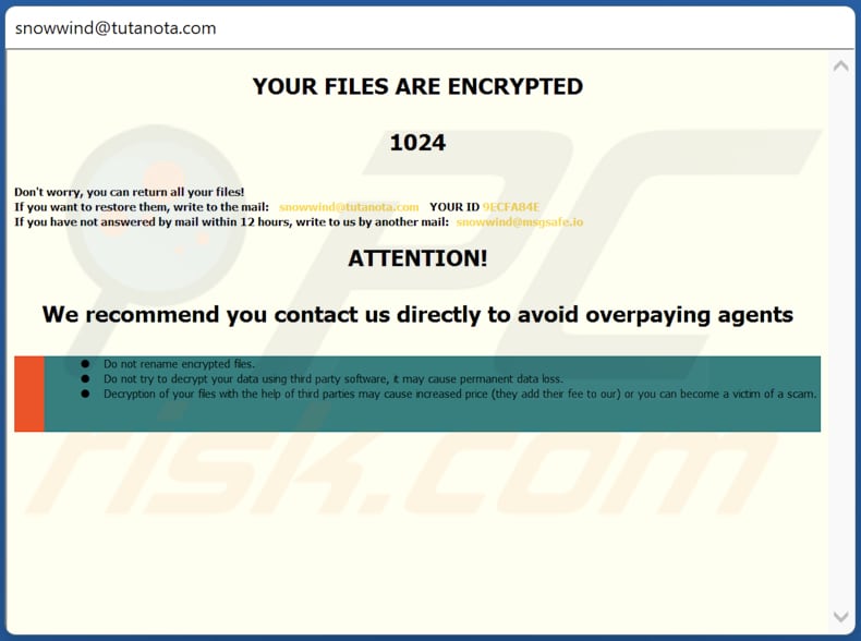 fenêtre pop-up snwd ransomware