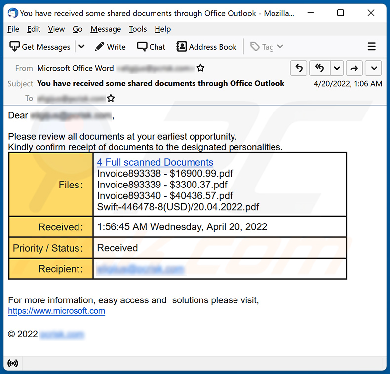 Un fichier a été partagé avec vous Escroquerie par e-mail (2022-04-26)