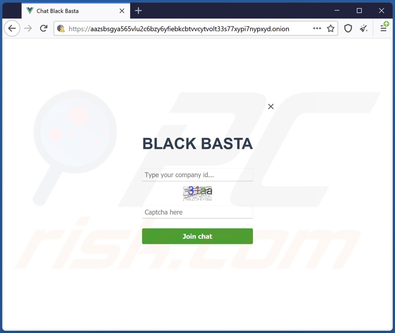 Site Web de Tor rançongiciel Black Basta