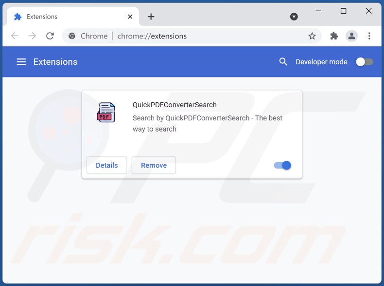 Suppression des extensions Google Chrome liées à quickpdfconvertersearch.com