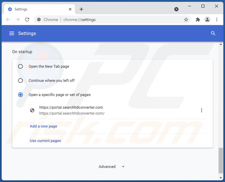 Suppression de searchhdconverter.com de la page d'accueil de Google Chrome