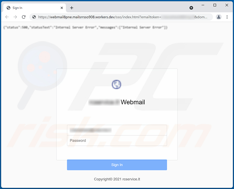 Site d'hameçonnage promu via des spams en attente sur le thème des e-mails