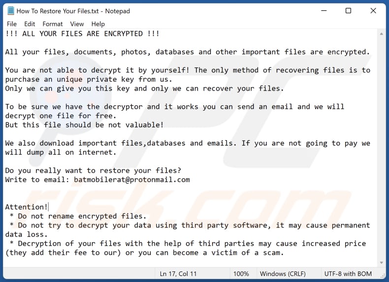 Fichier texte du rançongiciel Zazas (Comment restaurer vos fichiers.txt)