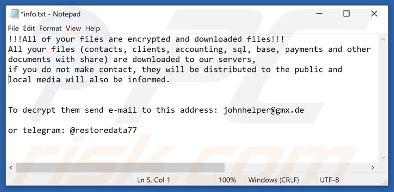 décrypter le fichier txt de note de rançon de phobos ransomware