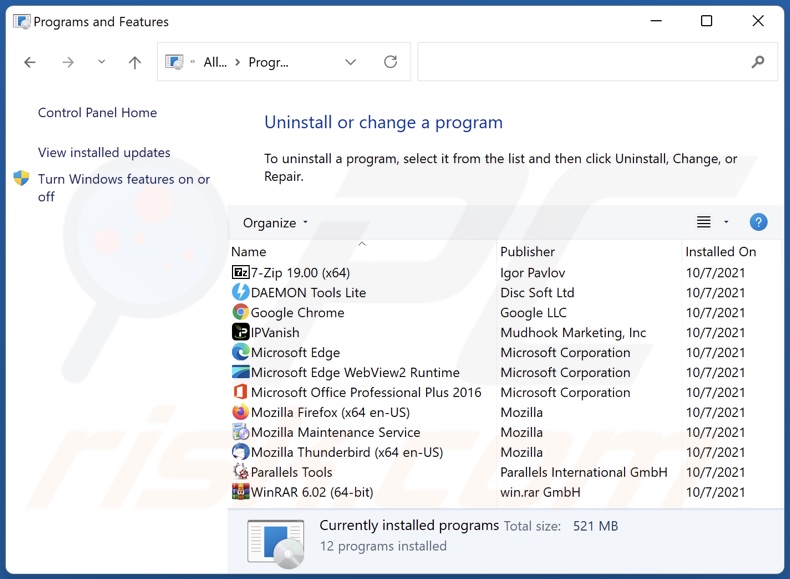 Désinstallation du logiciel malveillant Dllhost.exe via le panneau de configuration