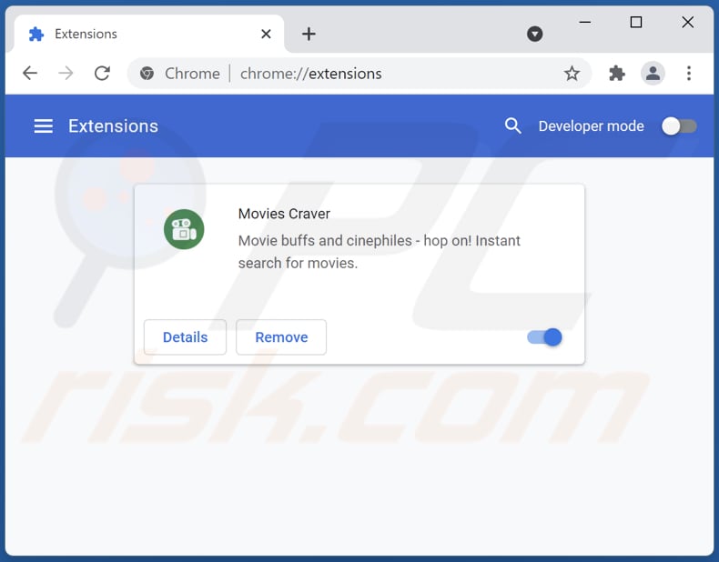 Suppression du logiciel publicitaire Movies Craver de Google Chrome étape 2