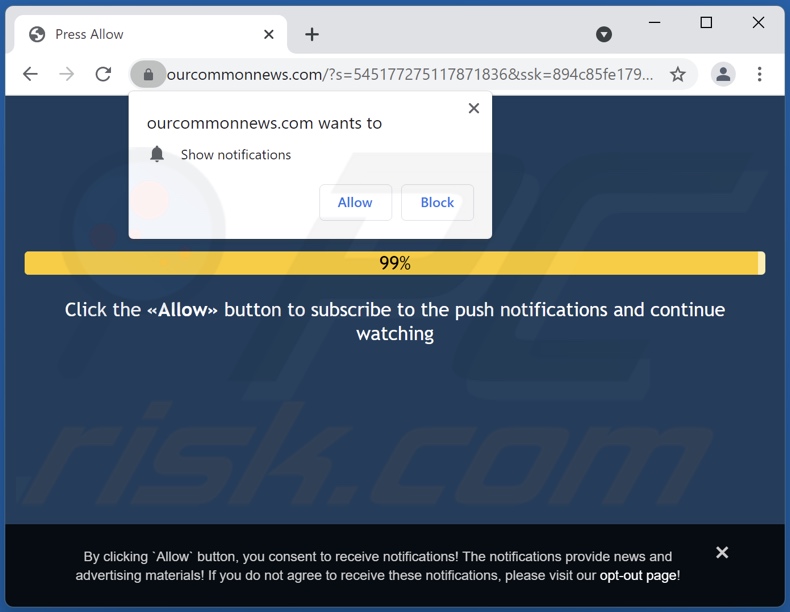 ourcommonnews[.]com pop-up redirections