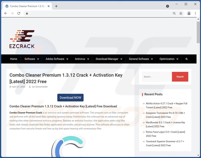 bouclier de sécurité malware faux site Web de crack faisant la promotion d'un installateur malveillant
