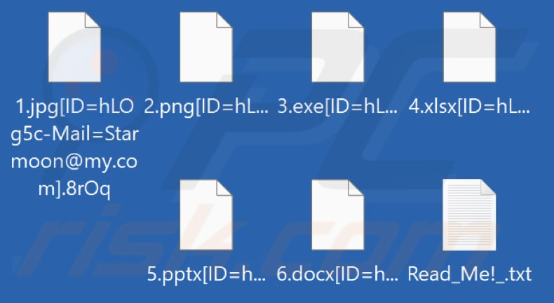 Fichiers cryptés par le rançongiciel Starmoon (avec quatre caractères aléatoires comme extension)