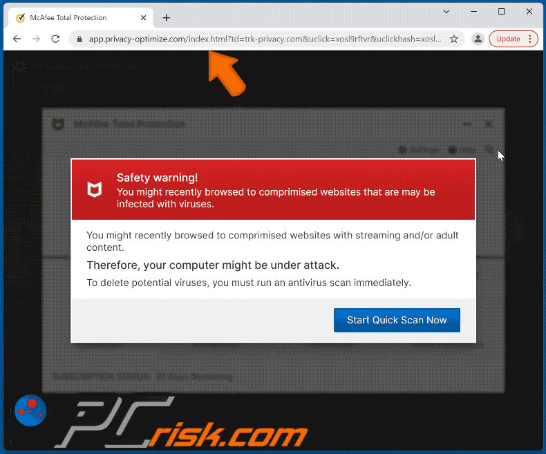 Apparence de l'arnaque pop-up Your Computer Might Be Infected With Critical Viruses