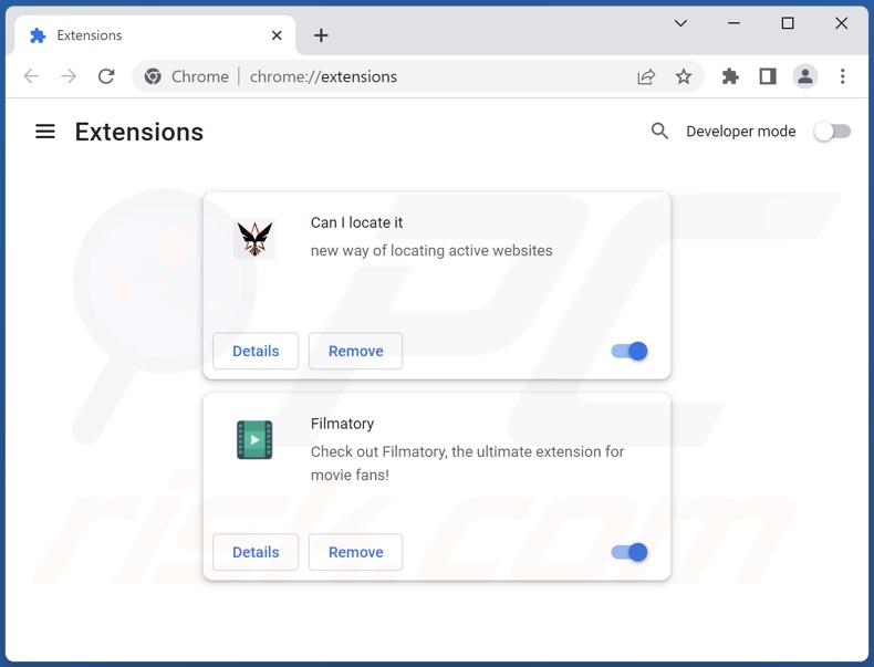 Suppression des extensions malveillantes de Google Chrome étape 2