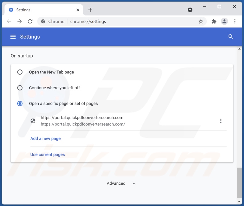 Suppression du faux moteur de recherche de la page d'accueil de Google Chrome