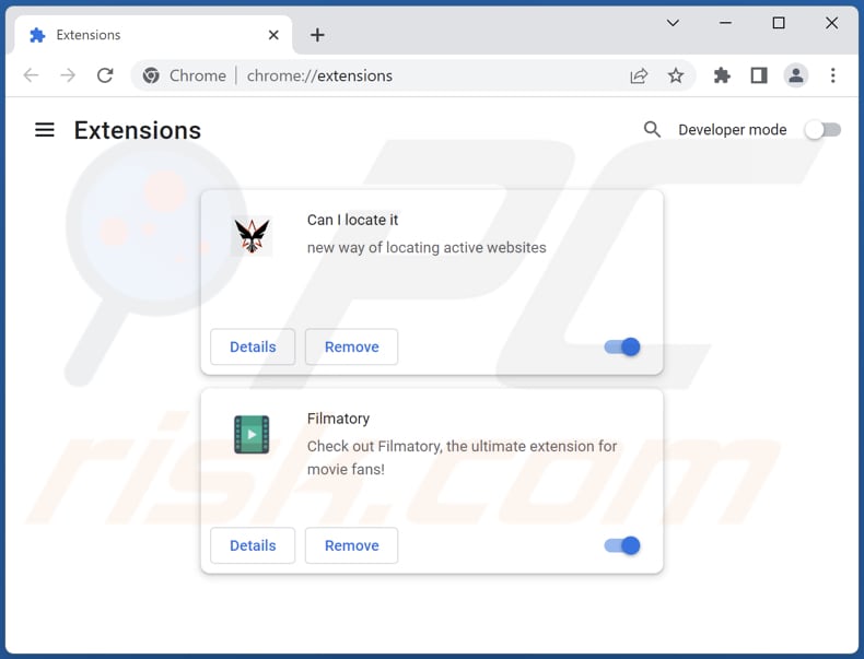 Suppression des extensions malveillantes de Google Chrome étape 2