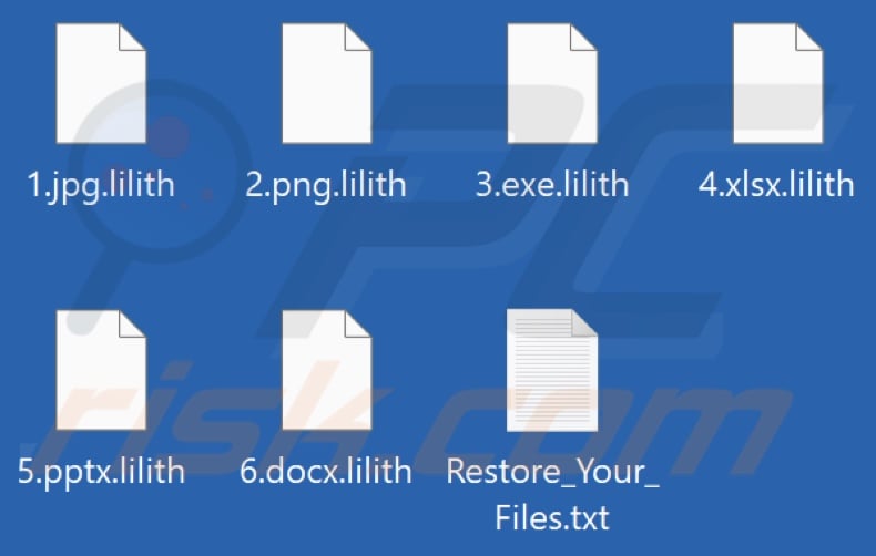 Fichiers cryptés par Lilith ransomware (extension .lilith)