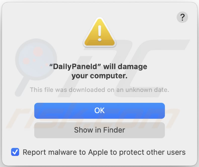 adware dailypanel un pop-up qui apparaît une fois l'application installée